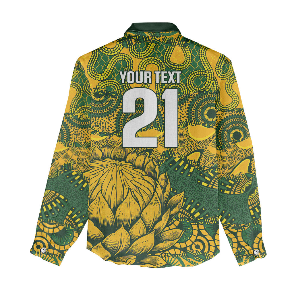 2026 Autumn Rugby Nations South Africa Custom Women Casual Shirt Indigenous Tribal Patchwork Motif