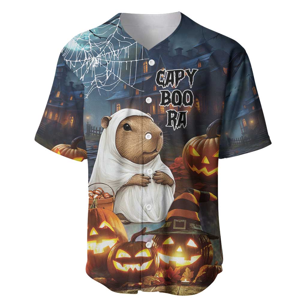 Capy-Boo-Ra Halloween Personalized Baseball Jersey Capybara Funny Spooky Ghost LT9 - Wonder Print Shop