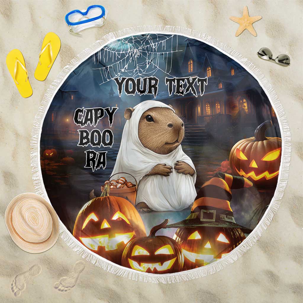 Capy-Boo-Ra Halloween Personalized Beach Blanket Capybara Funny Spooky Ghost LT9 - Wonder Print Shop