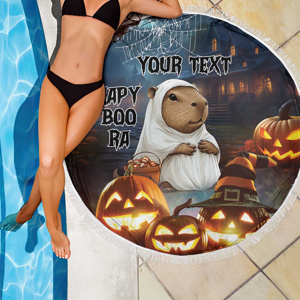 Capy-Boo-Ra Halloween Personalized Beach Blanket Capybara Funny Spooky Ghost LT9 - Wonder Print Shop