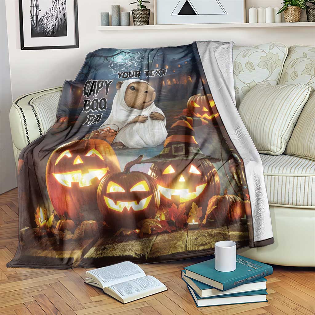Capy-Boo-Ra Halloween Personalized Blanket Capybara Funny Spooky Ghost