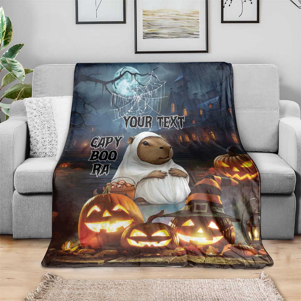 Capy-Boo-Ra Halloween Personalized Blanket Capybara Funny Spooky Ghost