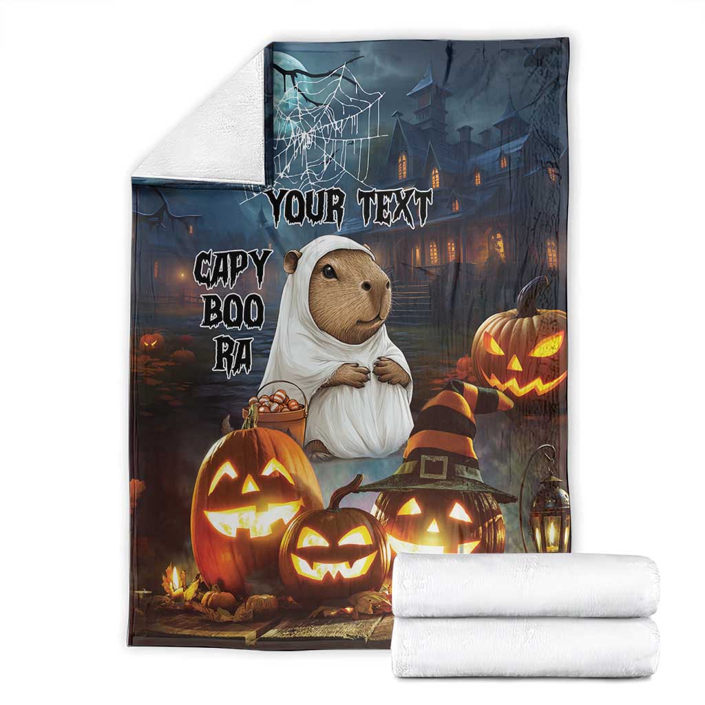 Capy-Boo-Ra Halloween Personalized Blanket Capybara Funny Spooky Ghost