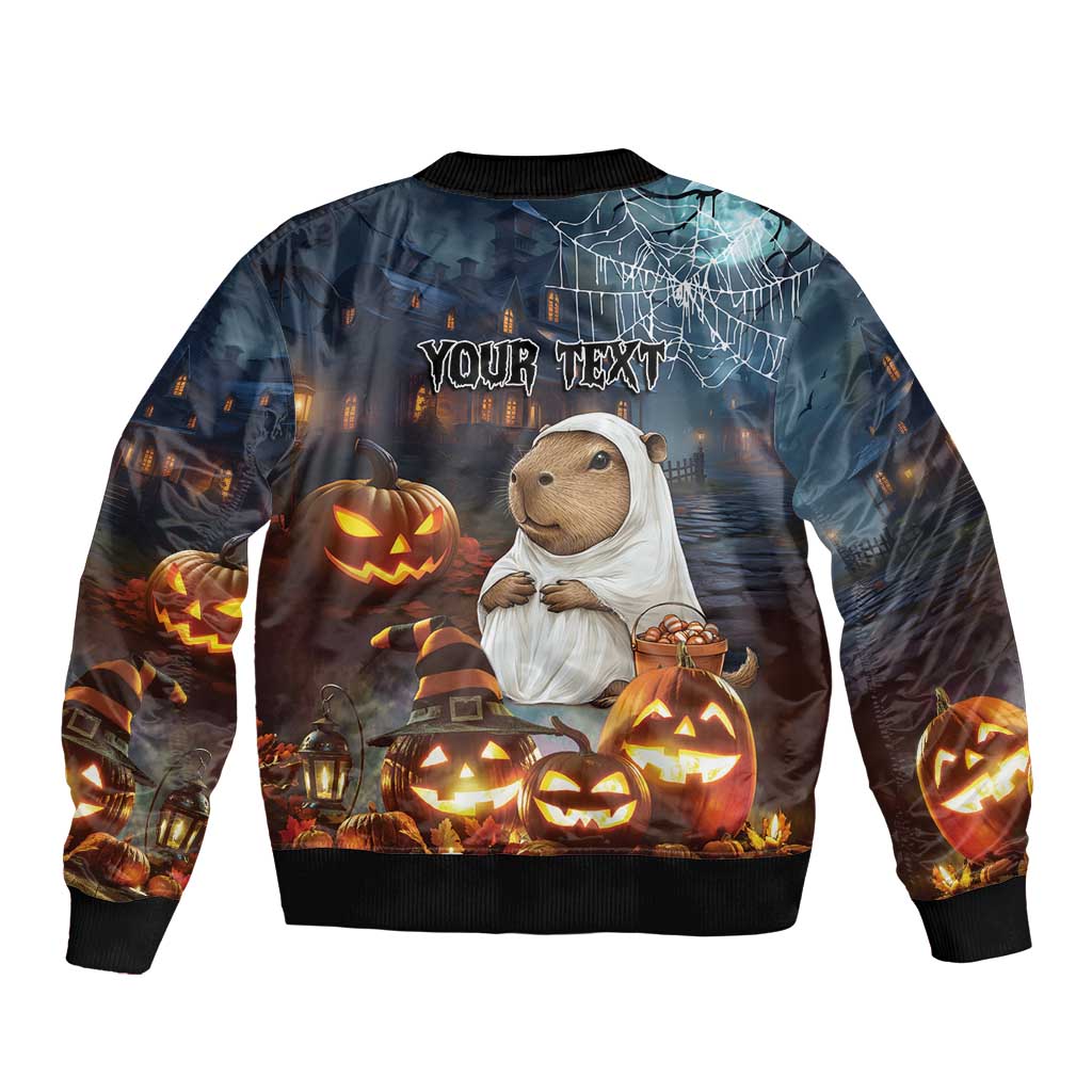 Capy-Boo-Ra Halloween Personalized Bomber Jacket Capybara Funny Spooky Ghost LT9 - Wonder Print Shop