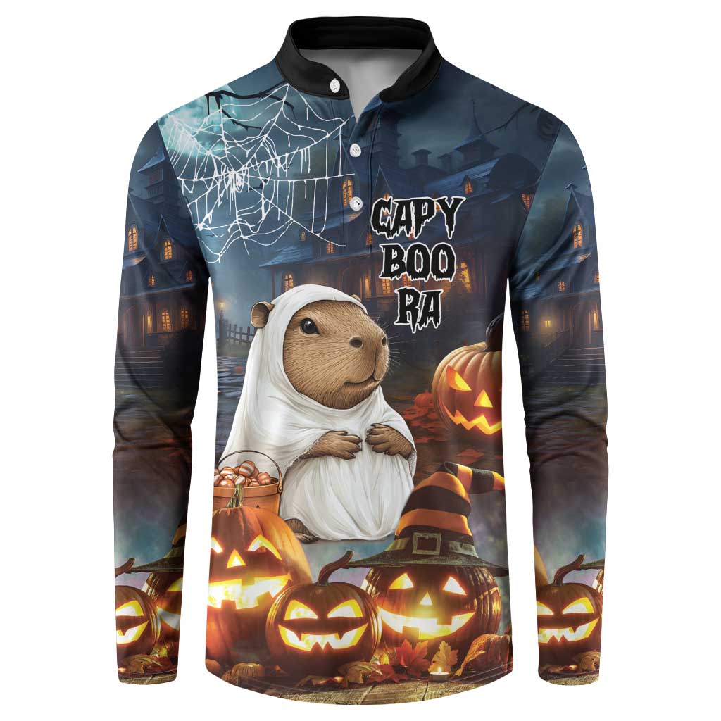 Capy-Boo-Ra Halloween Personalized Button Sweatshirt Capybara Funny Spooky Ghost LT9 - Wonder Print Shop