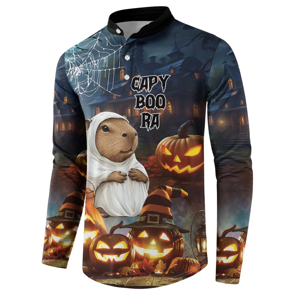 Capy-Boo-Ra Halloween Personalized Button Sweatshirt Capybara Funny Spooky Ghost LT9 - Wonder Print Shop