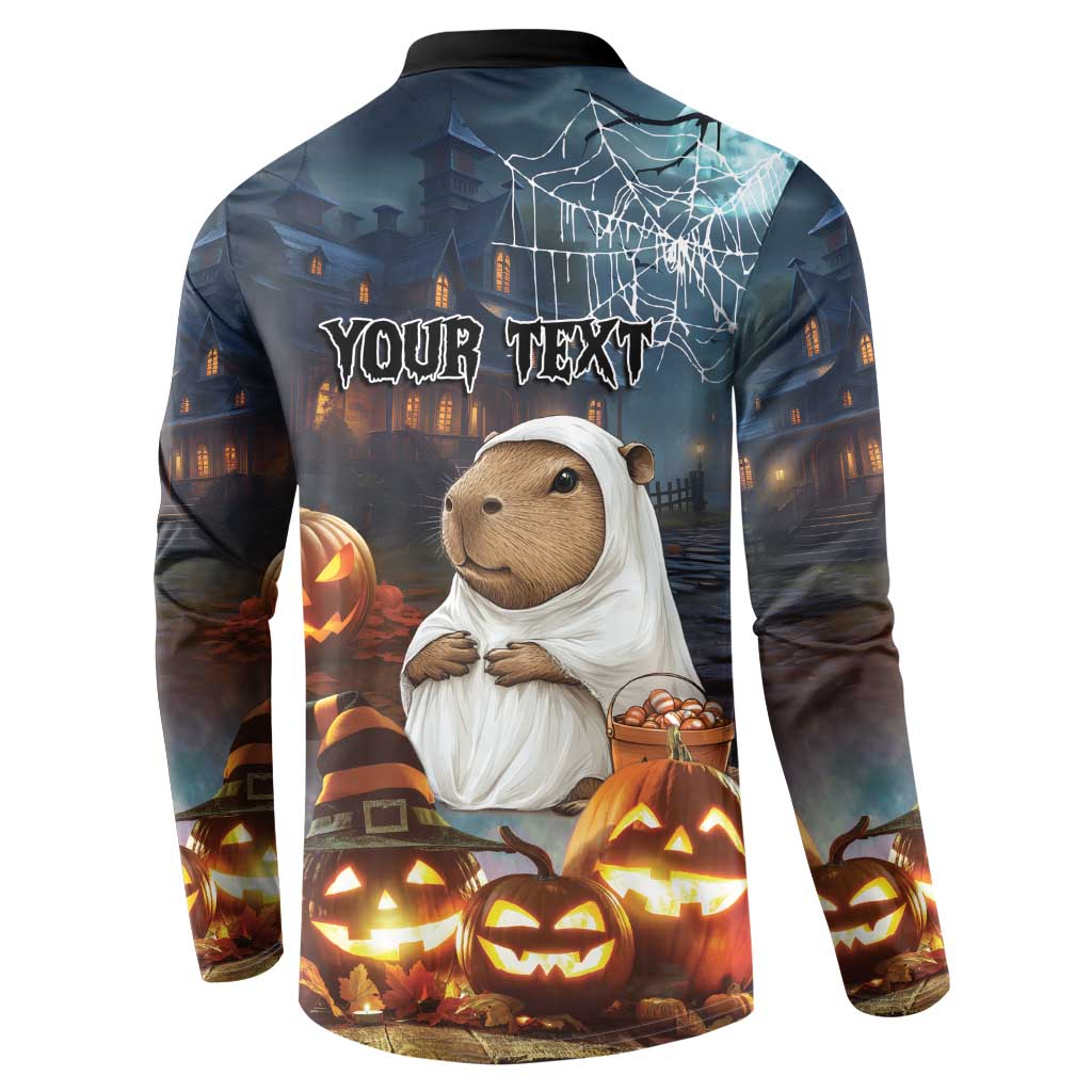 Capy-Boo-Ra Halloween Personalized Button Sweatshirt Capybara Funny Spooky Ghost LT9 - Wonder Print Shop