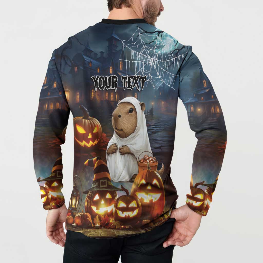 Capy-Boo-Ra Halloween Personalized Button Sweatshirt Capybara Funny Spooky Ghost LT9 - Wonder Print Shop