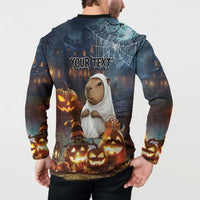 Capy-Boo-Ra Halloween Personalized Button Sweatshirt Capybara Funny Spooky Ghost LT9 - Wonder Print Shop