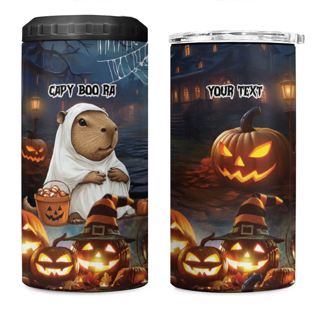 Capy-Boo-ra Halloween Personalized 4 in 1 Can Cooler Tumbler Capybara Funny Spooky Ghost LT9 - Wonder Print Shop