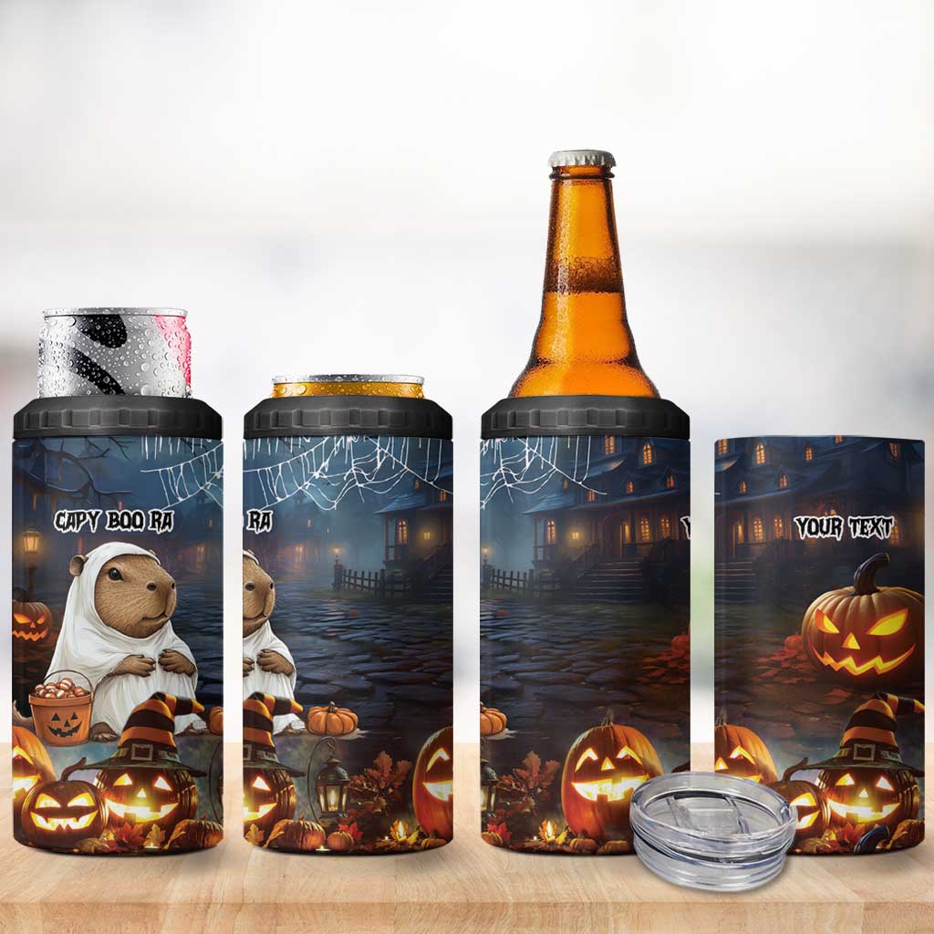 Capy-Boo-ra Halloween Personalized 4 in 1 Can Cooler Tumbler Capybara Funny Spooky Ghost LT9 - Wonder Print Shop