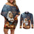 Capy-Boo-Ra Halloween Personalized Couples Matching Off Shoulder Short Dress and Long Sleeve Button Shirt Capybara Funny Spooky Ghost LT9 - Wonder Print Shop