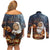 Capy-Boo-Ra Halloween Personalized Couples Matching Off Shoulder Short Dress and Long Sleeve Button Shirt Capybara Funny Spooky Ghost LT9 - Wonder Print Shop