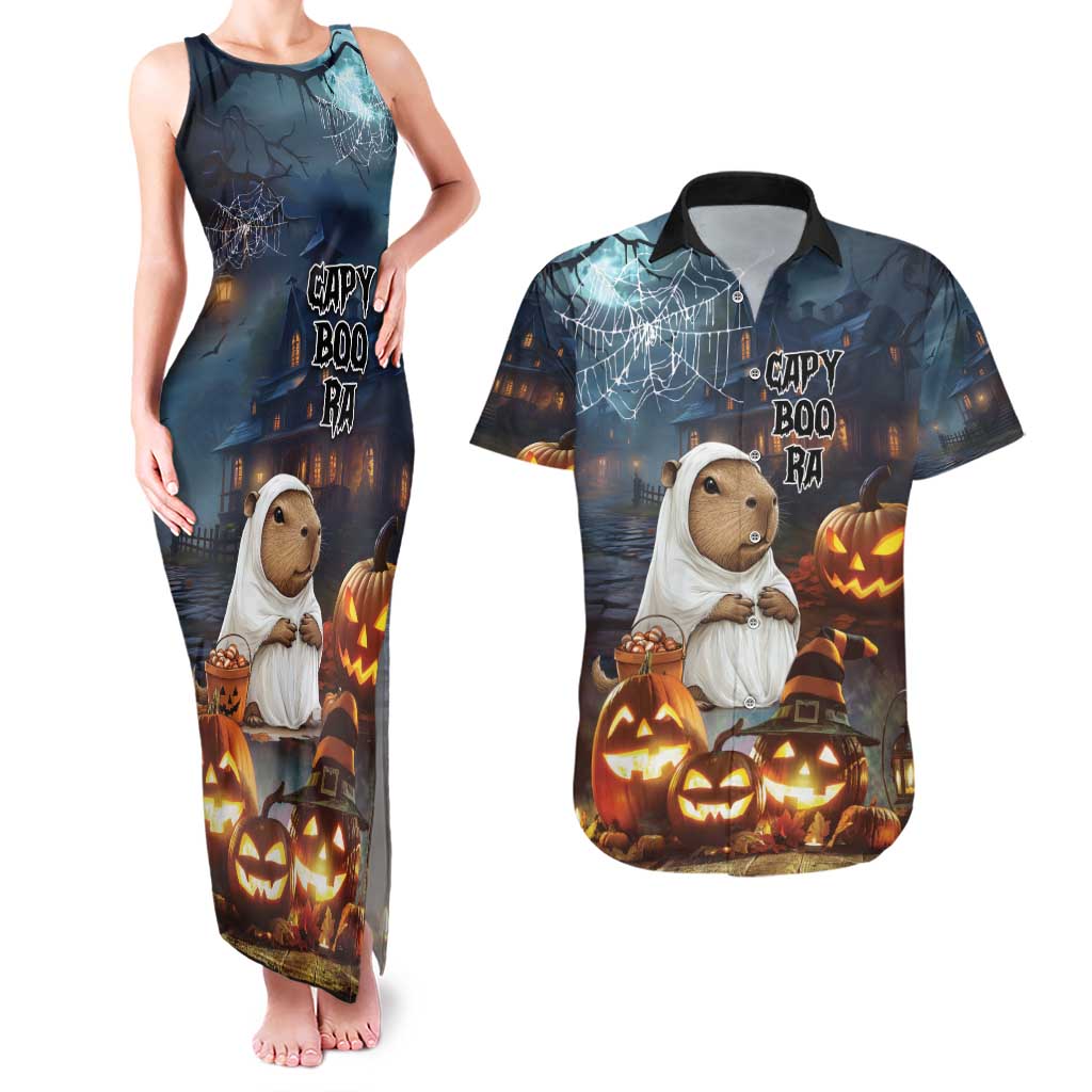 Capy-Boo-Ra Halloween Personalized Couples Matching Tank Maxi Dress and Hawaiian Shirt Capybara Funny Spooky Ghost LT9 - Wonder Print Shop