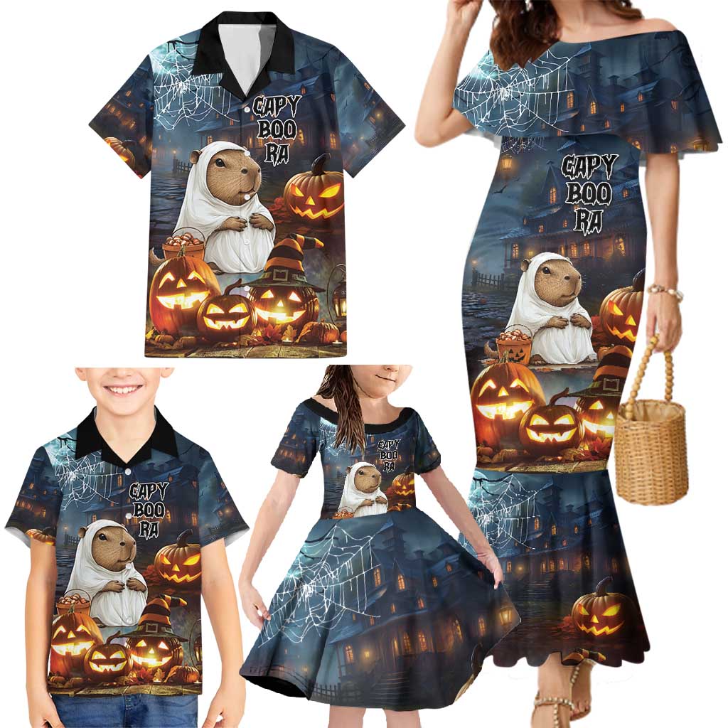 Capy-Boo-Ra Halloween Personalized Family Matching Mermaid Dress and Hawaiian Shirt Capybara Funny Spooky Ghost LT9 - Wonder Print Shop