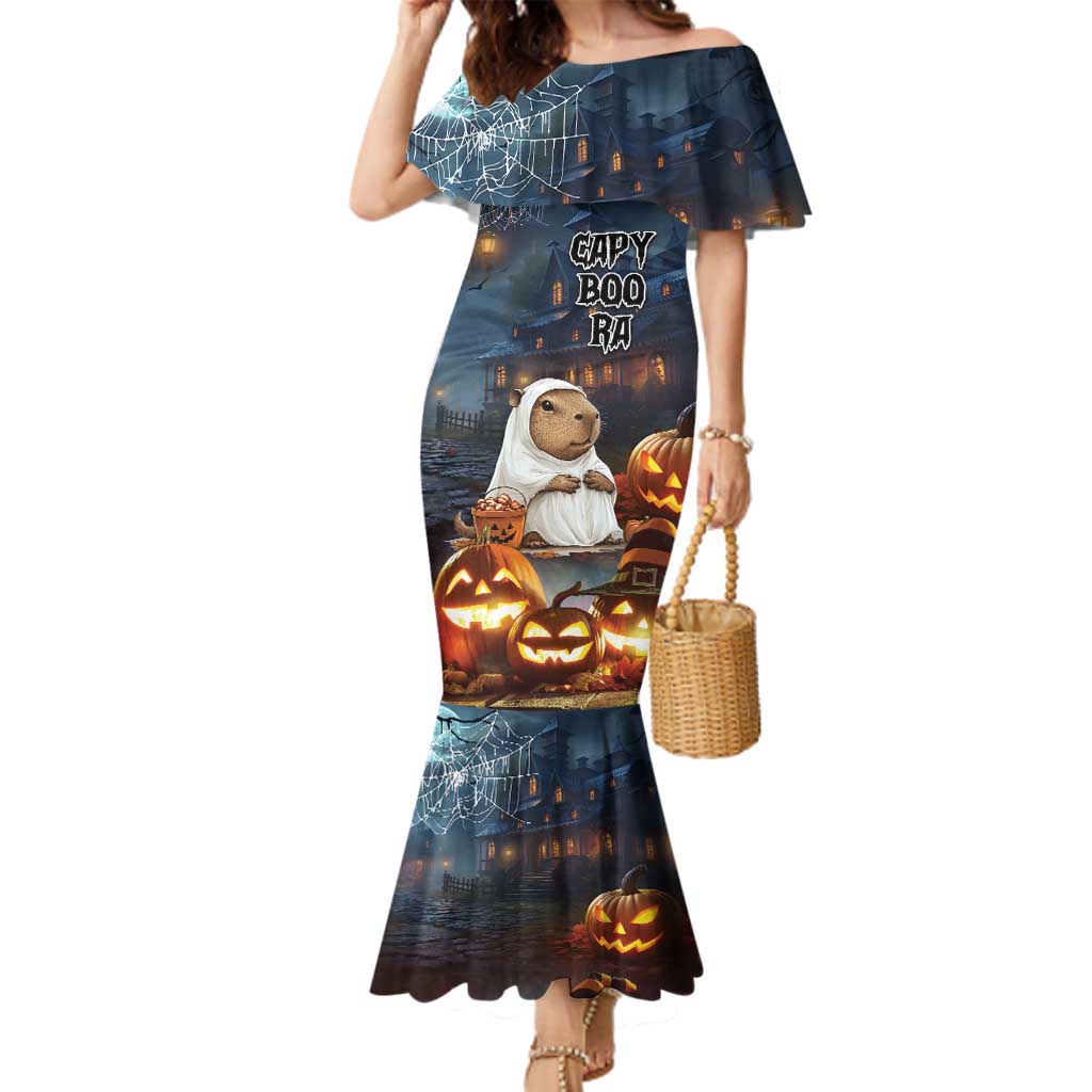 Capy-Boo-Ra Halloween Personalized Family Matching Mermaid Dress and Hawaiian Shirt Capybara Funny Spooky Ghost LT9 - Wonder Print Shop