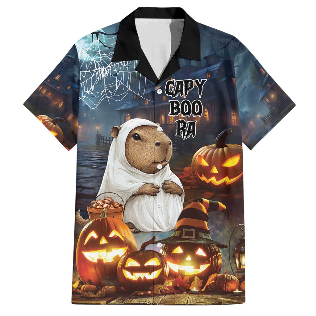 Capy-Boo-Ra Halloween Personalized Family Matching Short Sleeve Bodycon Dress and Hawaiian Shirt Capybara Funny Spooky Ghost - Wonder Print Shop
