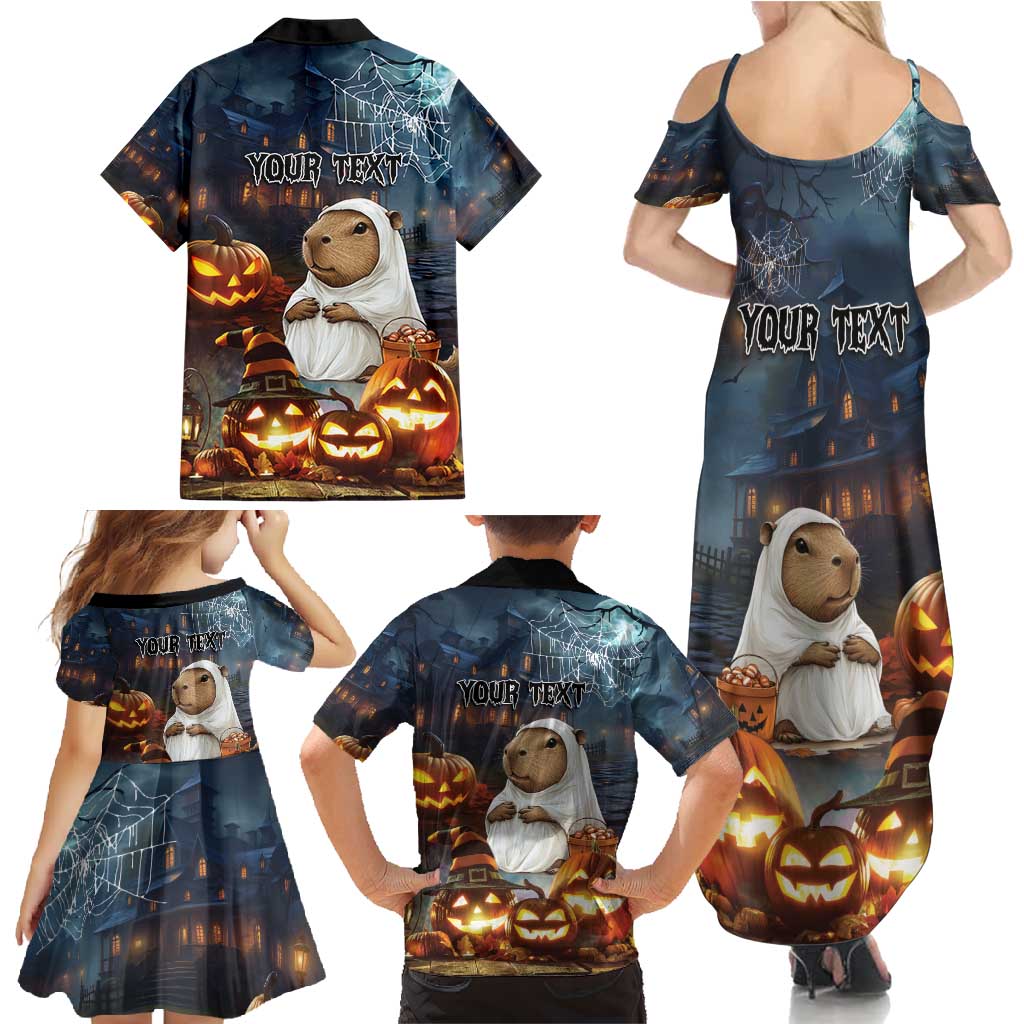 Capy-Boo-Ra Halloween Personalized Family Matching Summer Maxi Dress and Hawaiian Shirt Capybara Funny Spooky Ghost - Wonder Print Shop