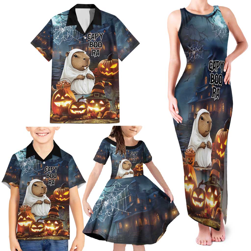 Capy-Boo-Ra Halloween Personalized Family Matching Tank Maxi Dress and Hawaiian Shirt Capybara Funny Spooky Ghost - Wonder Print Shop