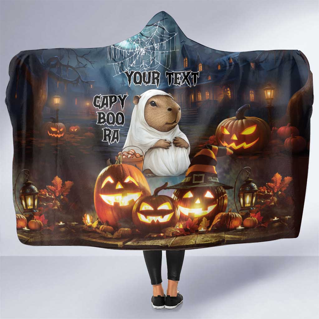 Capy-Boo-Ra Halloween Personalized Hooded Blanket Capybara Funny Spooky Ghost