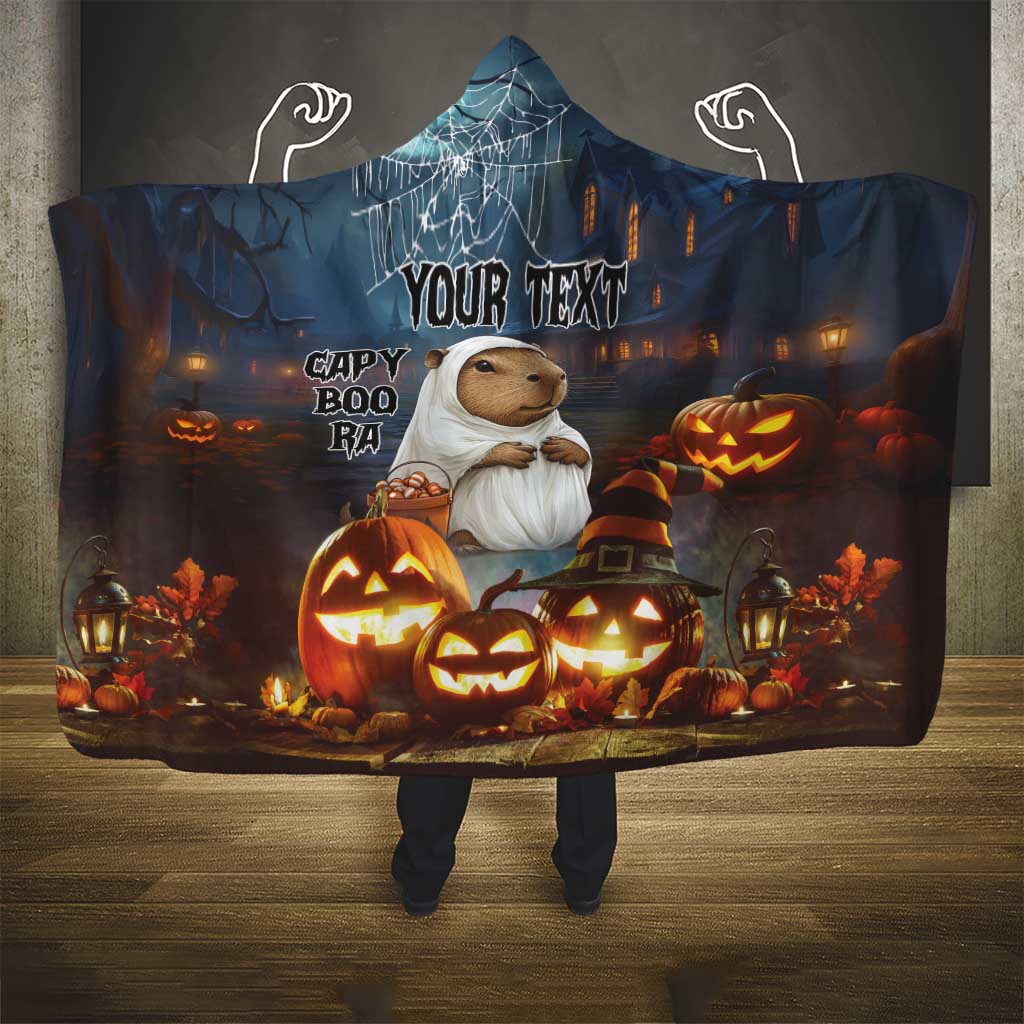 Capy-Boo-Ra Halloween Personalized Hooded Blanket Capybara Funny Spooky Ghost