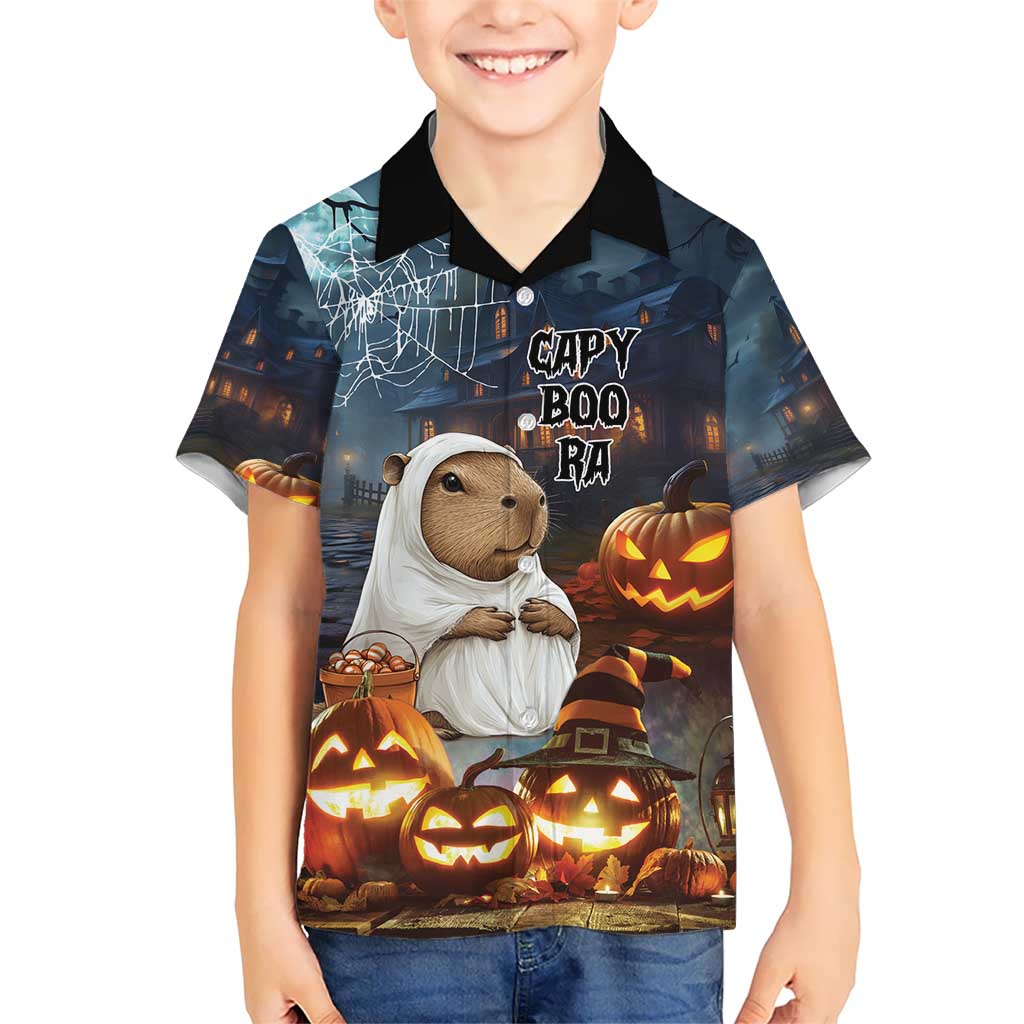 Capy-Boo-Ra Halloween Personalized Kid Hawaiian Shirt Capybara Funny Spooky Ghost - Wonder Print Shop