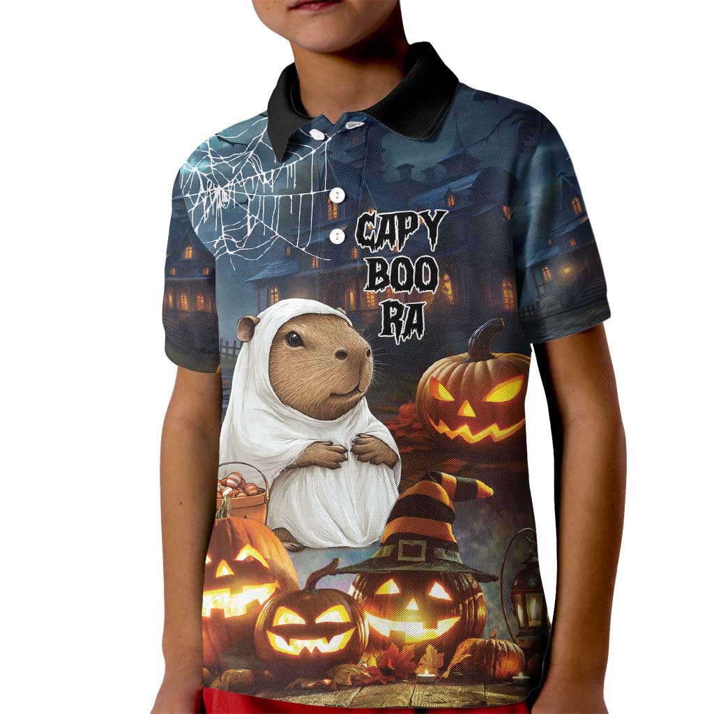 Capy-Boo-Ra Halloween Personalized Kid Polo Shirt Capybara Funny Spooky Ghost - Wonder Print Shop