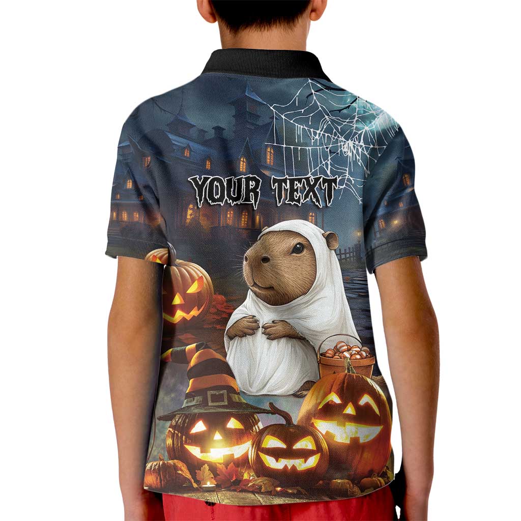 Capy-Boo-Ra Halloween Personalized Kid Polo Shirt Capybara Funny Spooky Ghost - Wonder Print Shop