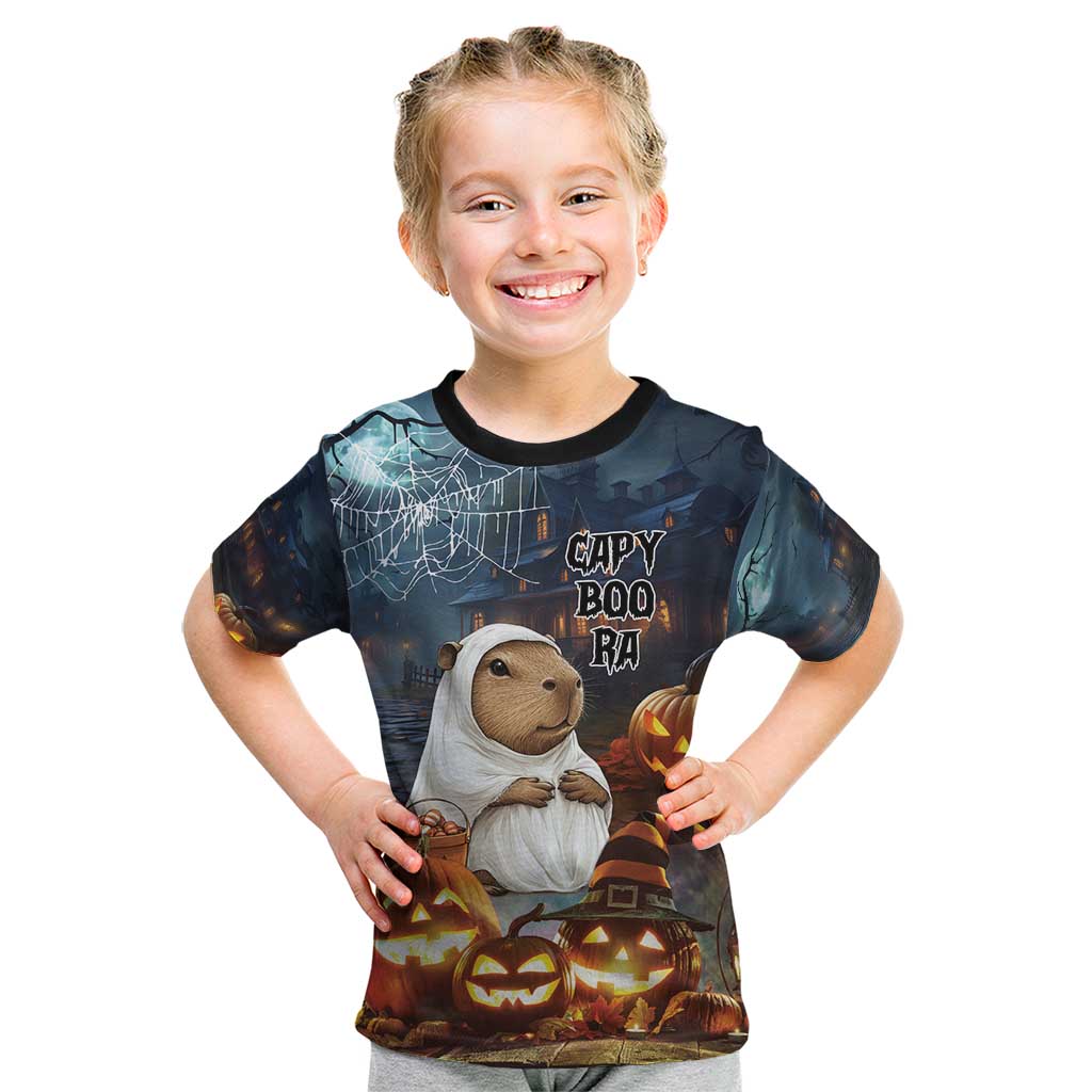 Capy-Boo-Ra Halloween Personalized Kid T Shirt Capybara Funny Spooky Ghost - Wonder Print Shop