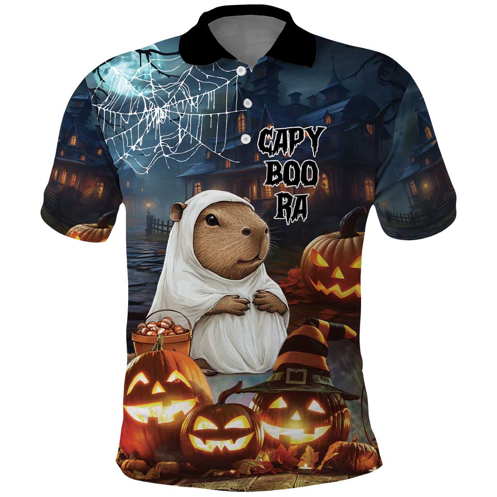 Capy-Boo-Ra Halloween Personalized Polo Shirt Capybara Funny Spooky Ghost - Wonder Print Shop