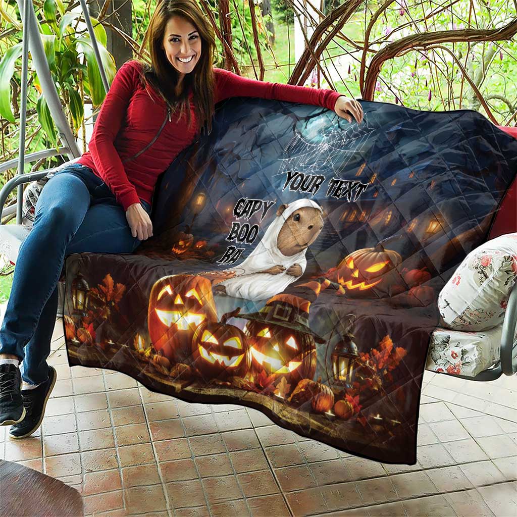 Capy-Boo-Ra Halloween Personalized Quilt Capybara Funny Spooky Ghost - Wonder Print Shop