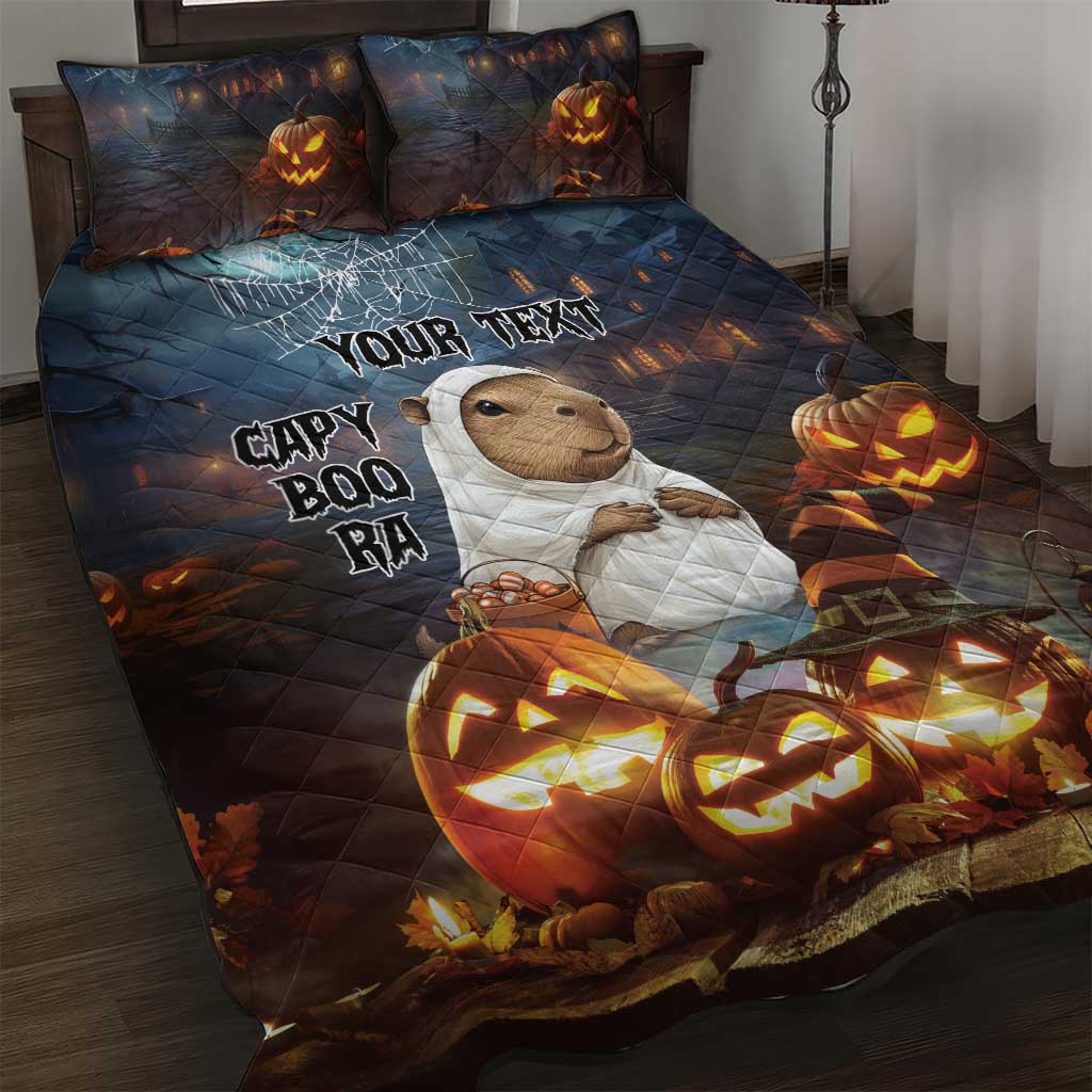 Capy-Boo-Ra Halloween Personalized Quilt Bed Set Capybara Funny Spooky Ghost - Wonder Print Shop