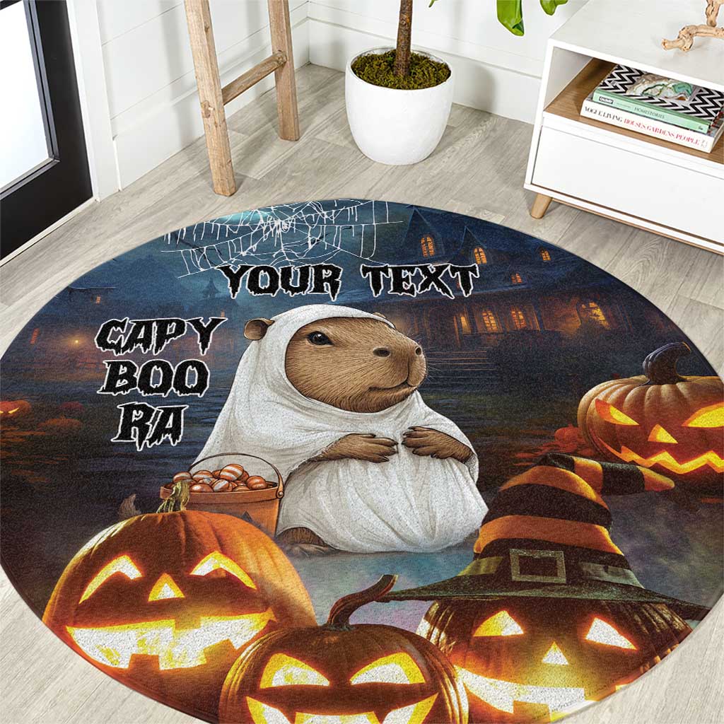 Capy-Boo-Ra Halloween Personalized Round Carpet Capybara Funny Spooky Ghost