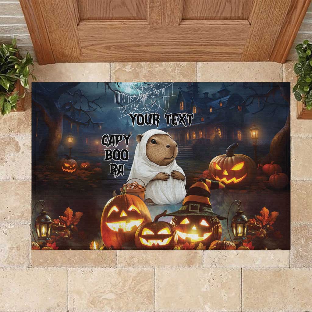 Capy-Boo-Ra Halloween Personalized Rubber Doormat Capybara Funny Spooky Ghost - Wonder Print Shop
