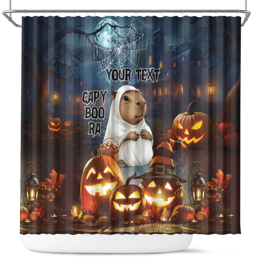 Capy-Boo-Ra Halloween Personalized Shower Curtain Capybara Funny Spooky Ghost
