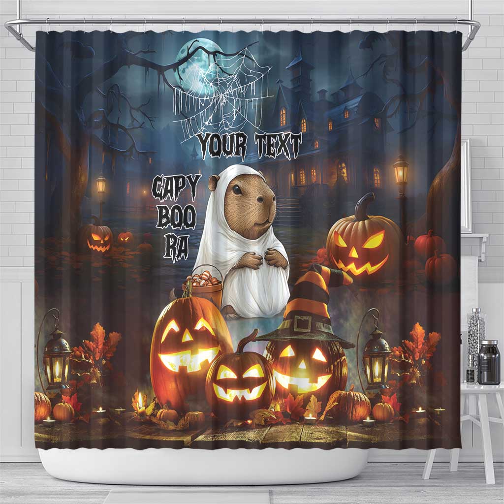 Capy-Boo-Ra Halloween Personalized Shower Curtain Capybara Funny Spooky Ghost