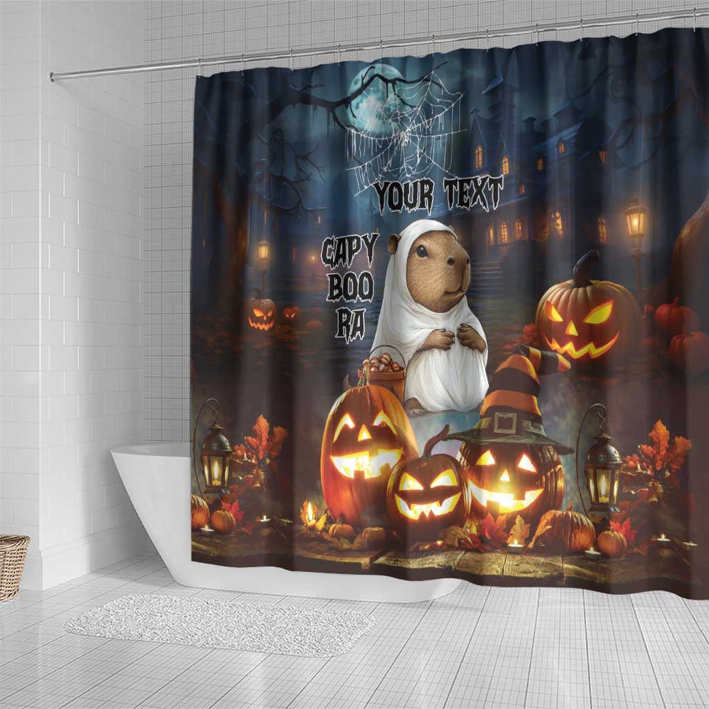 Capy-Boo-Ra Halloween Personalized Shower Curtain Capybara Funny Spooky Ghost