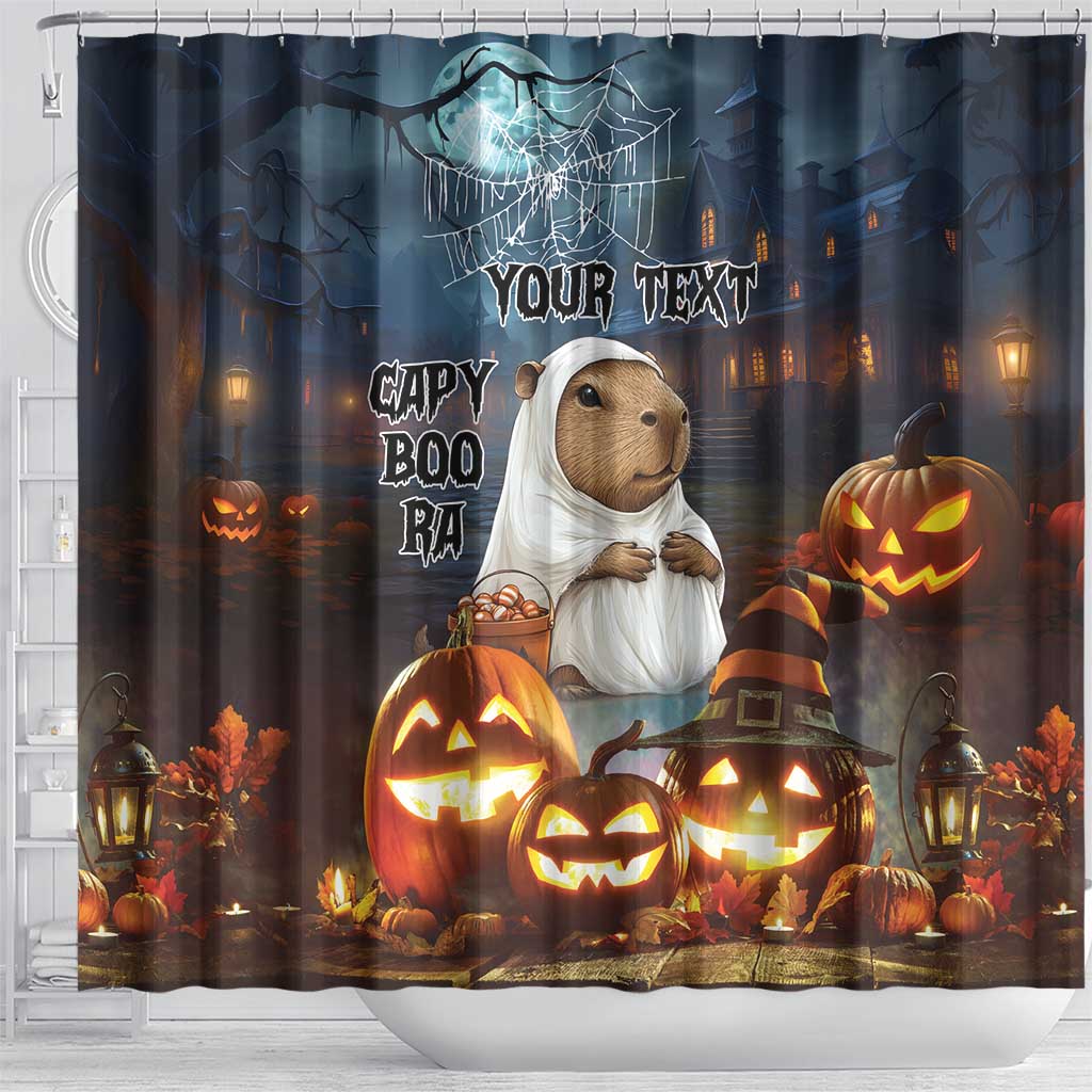 Capy-Boo-Ra Halloween Personalized Shower Curtain Capybara Funny Spooky Ghost
