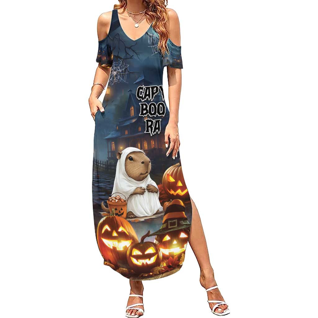 Capy-Boo-Ra Halloween Personalized Summer Maxi Dress Capybara Funny Spooky Ghost - Wonder Print Shop