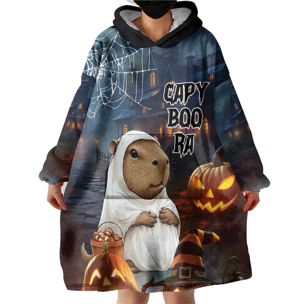 Capy-Boo-Ra Halloween Personalized Wearable Blanket Hoodie Capybara Funny Spooky Ghost - Wonder Print Shop