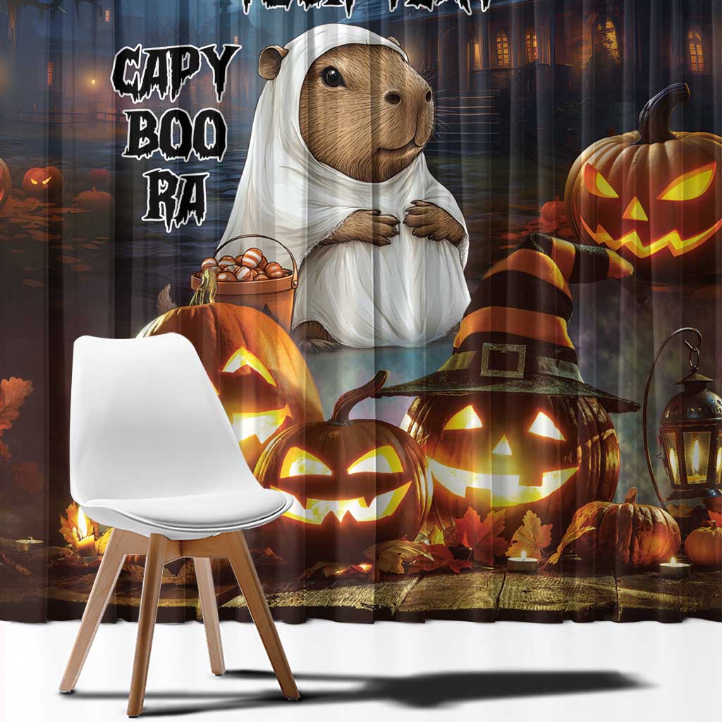 Capy-Boo-Ra Halloween Personalized Window Curtain Capybara Funny Spooky Ghost - Wonder Print Shop