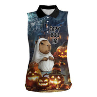 Capy-Boo-Ra Halloween Personalized Women Sleeveless Polo Shirt Capybara Funny Spooky Ghost - Wonder Print Shop