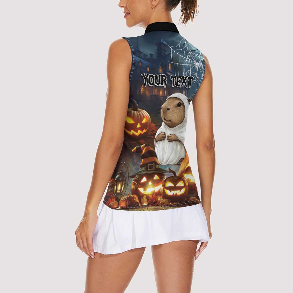 Capy-Boo-Ra Halloween Personalized Women Sleeveless Polo Shirt Capybara Funny Spooky Ghost - Wonder Print Shop
