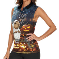 Capy-Boo-Ra Halloween Personalized Women Sleeveless Polo Shirt Capybara Funny Spooky Ghost - Wonder Print Shop