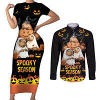 Capy-Boo-Ra Spooky Season Couples Matching Short Sleeve Bodycon Dress and Long Sleeve Button Shirt LT9 - Wonder Print Shop