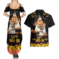 Capy-Boo-Ra Spooky Season Couples Matching Summer Maxi Dress and Hawaiian Shirt LT9 - Wonder Print Shop