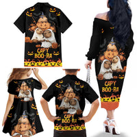 Capy-Boo-Ra Spooky Season Family Matching Off The Shoulder Long Sleeve Dress and Hawaiian Shirt - Wonder Print Shop