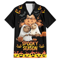 Capy-Boo-Ra Spooky Season Family Matching Off The Shoulder Long Sleeve Dress and Hawaiian Shirt - Wonder Print Shop
