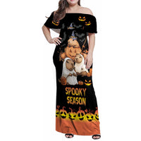 Capy-Boo-Ra Spooky Season Family Matching Off Shoulder Maxi Dress and Hawaiian Shirt LT9 - Wonder Print Shop