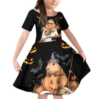 Capy-Boo-Ra Spooky Season Family Matching Off Shoulder Short Dress and Hawaiian Shirt LT9 - Wonder Print Shop